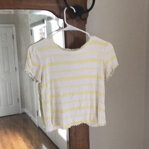 Yellow and white striped crop top